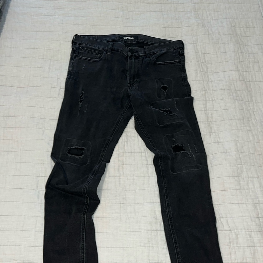 Express Distressed Skinny Jeans